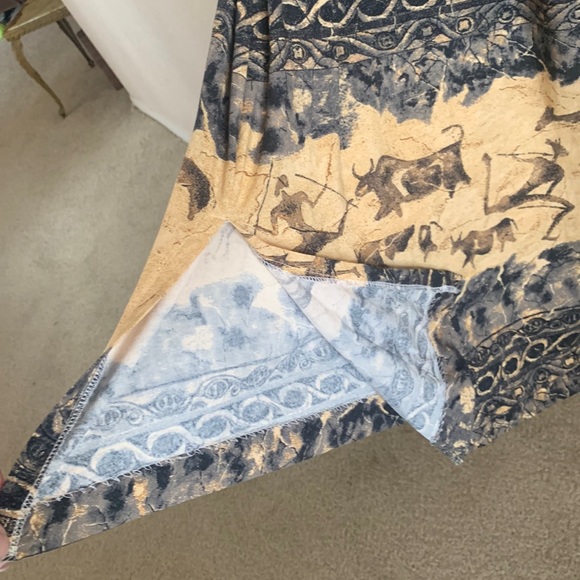 ORVIS midi skirt, #cottagecore, petroglyphs, fathered with elastic waist L EUC - Picture 6 of 12